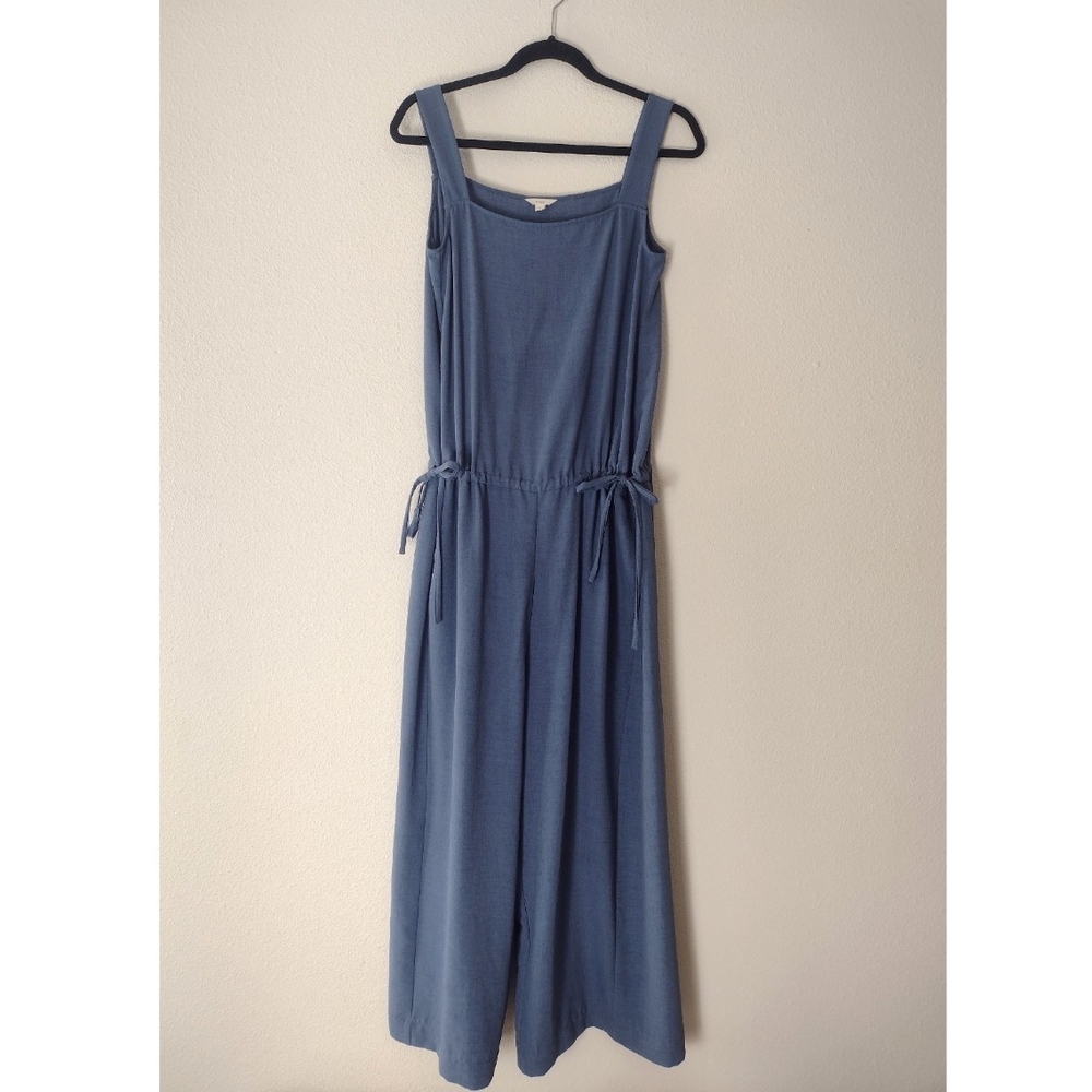 NAP Loungewear Drawstring Relaxed Fit Square Neck Wide Leg Jumpsuit Blue Size M - Picture 3 of 16